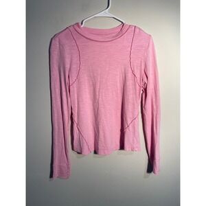 Anthropologie Pilcro Pink Slub Cotton Reconstructed Long Sleeve Tee Size Small